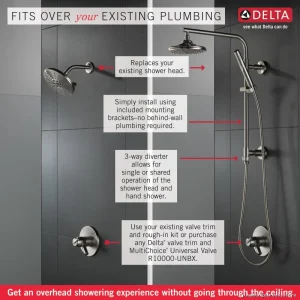 Delta 18 Angular Shower System: Stainless Steel Column 58410-SS