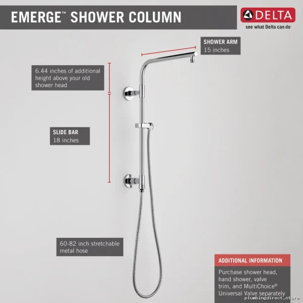 Delta Round Shower Column Chrome Finish 18-Inch Diameter - Image 2