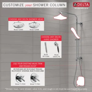 Delta Round Shower Column Chrome Finish 18-Inch Diameter