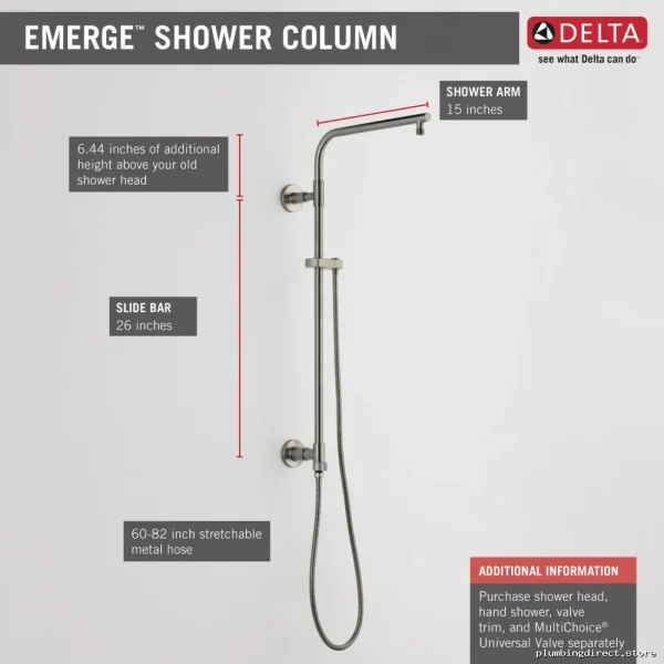 Stainless Steel Round Shower Column 26 Inch Model 58820-SS Delta - Image 2