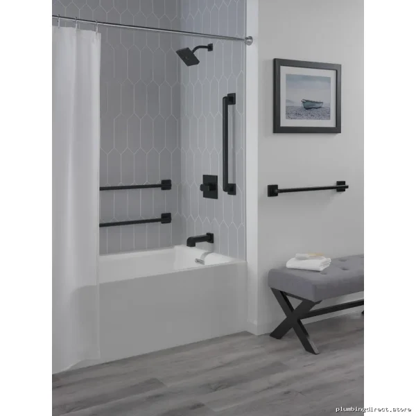 Delta 42-Inch ADA-Compliant Modern Angular Bathroom Grab Bar - Matte Black - Image 2