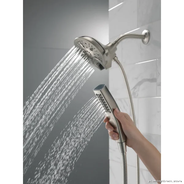 Delta 5-Setting H2Okinetic Shower Head with Handheld Spray 1.75 GPM Stainless Steel - Image 2
