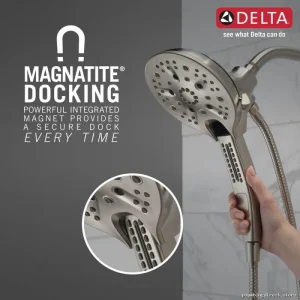 Delta 5-Setting H2Okinetic Shower Head with Handheld Spray 1.75 GPM Stainless Steel