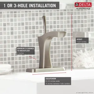 Delta 552LF-SSMPU Stainless Steel Single Hole Bathroom Faucet for Tesla Style