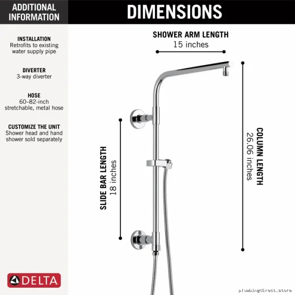 Delta 58810-PR 18-Inch Round Chrome Shower Column with Lumicoat Finish - Image 2