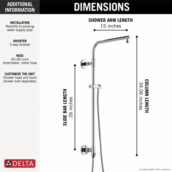 Delta Shower Column Round Design Lumicoat Chrome Finish 58820-PR for Home - Image 4