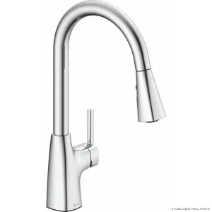 Delta 981LF Banting High-Arc Kitchen Faucet with Pull-Down Spray and Sleek Chrome Finish