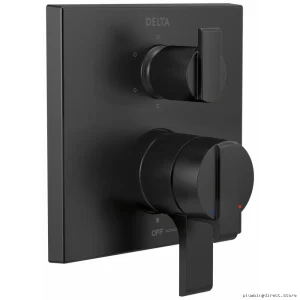Delta T27967-BL 17 Series Matte Black Angular Valve Trim with 6-Setting Diverter