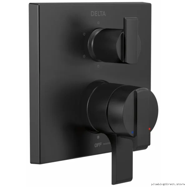 Delta T27967-BL 17 Series Matte Black Angular Valve Trim with 6-Setting Diverter