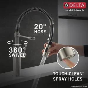 Delta Antoni Kitchen Faucet with Pull-Down Spray & SpotShield Stainless Steel