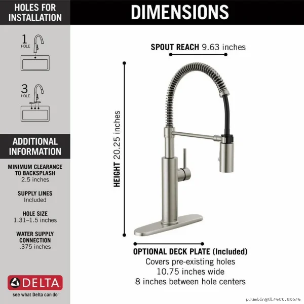 Delta Antoni Kitchen Faucet with Pull-Down Spray & SpotShield Stainless Steel - Image 4