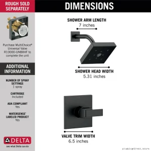 Delta Ara Monitor 14 Matte Black Shower Trim