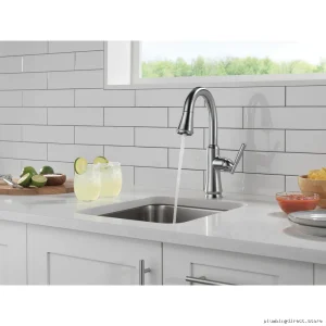 Delta Coranto Arctic Stainless Bar Faucet with Pulldown Spray & Easy-Clean Design