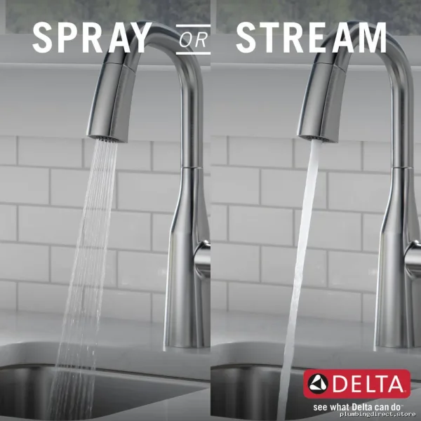 Delta Arctic Stainless Kitchen Faucet with Pull-Down Spray for Bar Prep - Image 2