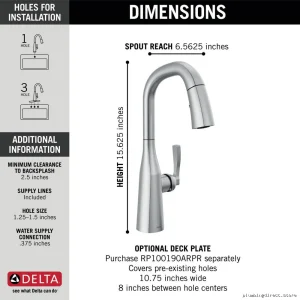 Delta Arctic Stainless Kitchen Faucet with Pull-Down Spray for Bar Prep