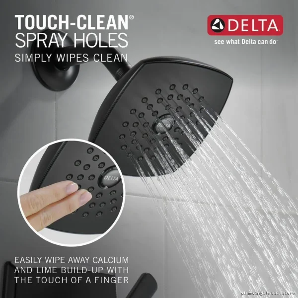 Delta Ashlyn 17" Matte Black Shower Trim with Monitor Valve T17464-BL - Image 3