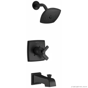 Delta Ashlyn 17" Matte Black Shower Trim with Monitor Valve T17464-BL