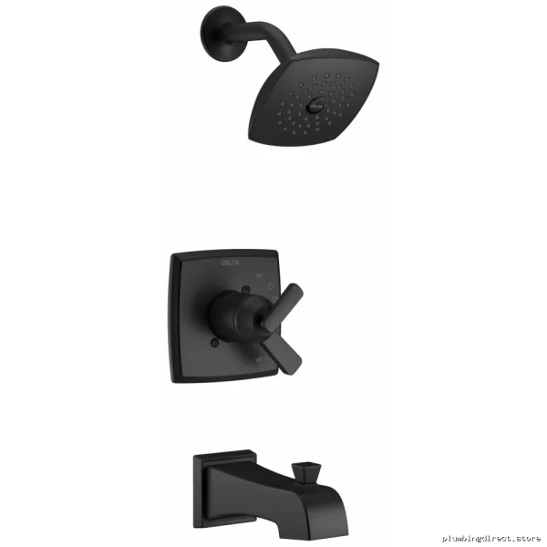 Delta Ashlyn 17" Matte Black Shower Trim with Monitor Valve T17464-BL