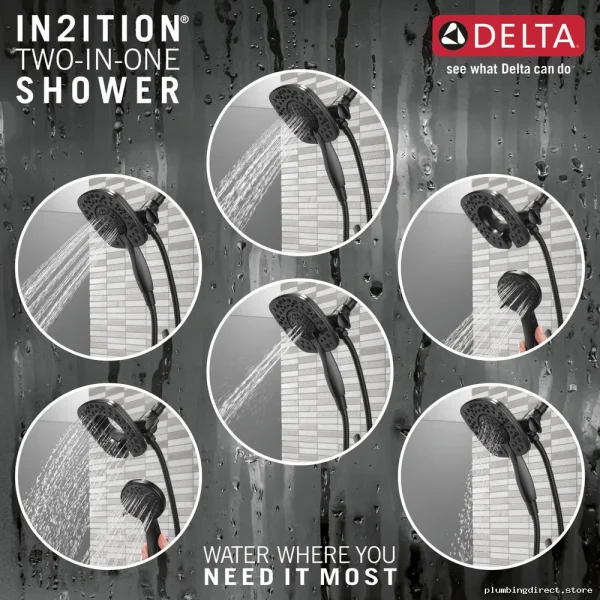 Delta Ashlyn 17 Series Matte Black Shower Trim with In2ition Handheld Spray T17264-BL-I - Image 4