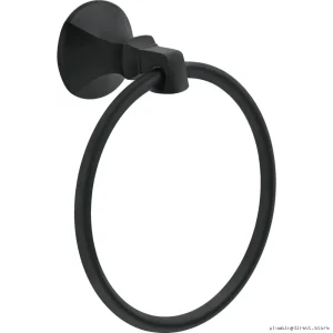 Delta Ashlyn Modern Matte Black Towel Ring - 76446-BL