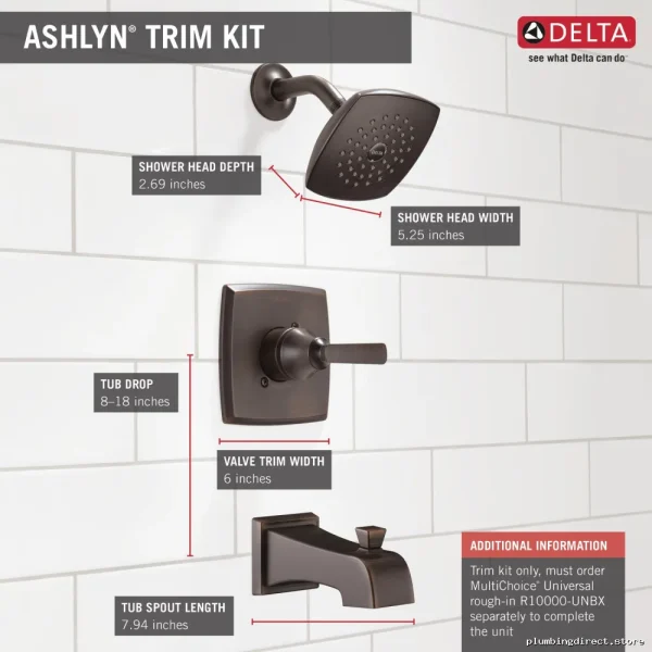 Delta Ashlyn Monitor 14 Series Venetian Bronze Tub & Shower Trim T14464-RB - Image 2