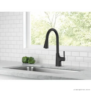 Delta Matte Black Kitchen Faucet with Pull-Down Spray - Banting Model 981LF-BL