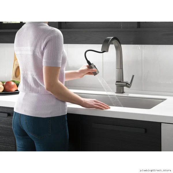 Delta Black Stainless Pull Down Kitchen Faucet with Sprayer 9193-KS-DST - Image 2