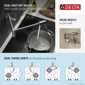 Delta Modern Pot Filler Faucet in Black Stainless Steel KS