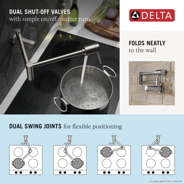 Delta Modern Pot Filler Faucet in Black Stainless Steel KS