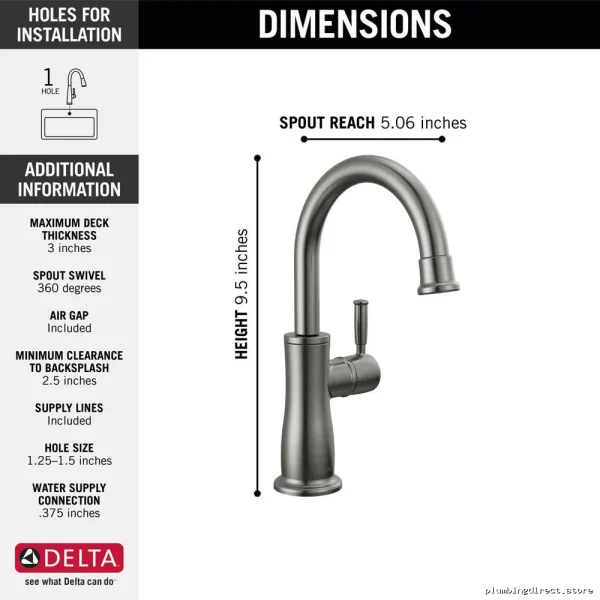 Delta 1960-KS-DST Black Stainless Steel Traditional Bar Faucet