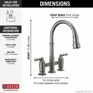 Delta Bridge-Style Kitchen Faucet with Pull-Down Spray - Black Stainless
