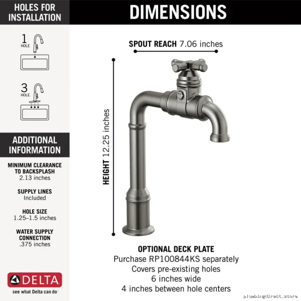 Delta Broderick Black Stainless Bar Faucet with Prep Sprayer 1990LFC-KS - Image 5