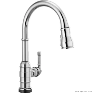 Delta Broderick Chrome Kitchen Faucet: Pulldown Spray for Easy Cleaning