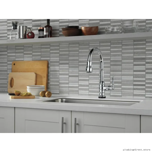 Delta Broderick Chrome Kitchen Faucet: Pulldown Spray for Easy Cleaning - Image 3