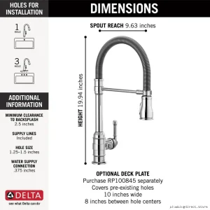 Delta Broderick DST Chromed Professional Quality Spring-Powered Pull Down Sprayer Faucet