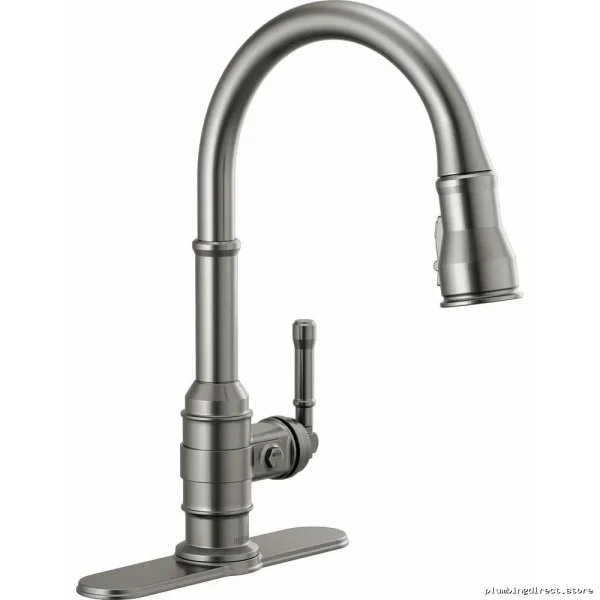 Broderick Kitchen Faucet with Pulldown Spray - Premium Black Stainless 9190-KS-DST Delta
