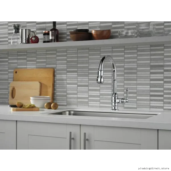 Broderick Kitchen Faucet with Pulldown Spray - Premium Black Stainless 9190-KS-DST Delta - Image 4