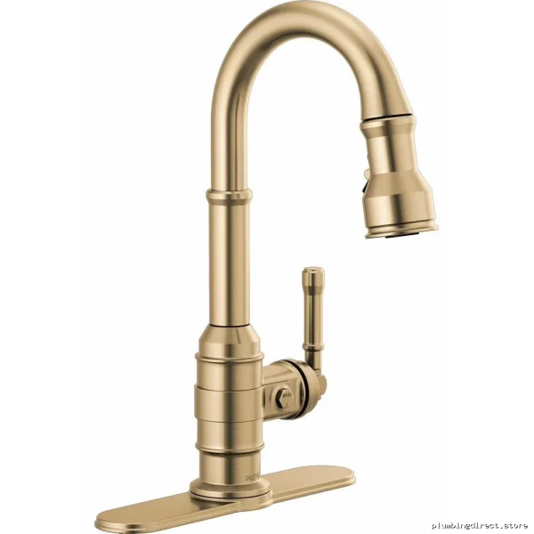 Delta Brodwick Pull Down Spray Kitchen Faucet in Champagne Bronze - Image 2