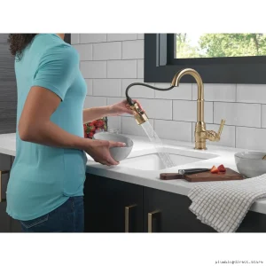 Delta Brodwick Pull Down Spray Kitchen Faucet in Champagne Bronze