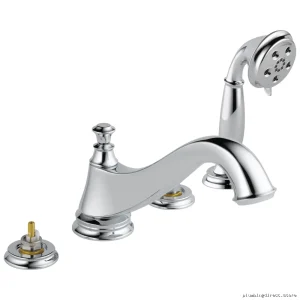 Delta Cassidy Chrome Roman Tub Faucet Trim with Handheld Shower, No Handles