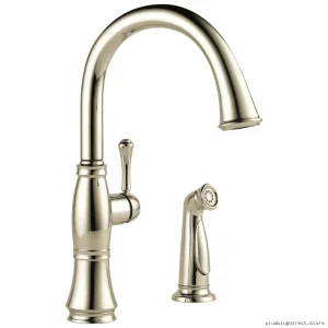 Delta Cassidy Polished Nickel Kitchen Faucet with Side Spray