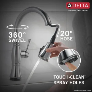 Delta Cassidy Touch Kitchen Faucet w/Pull-Down Spray & Arctic Stainless Finish