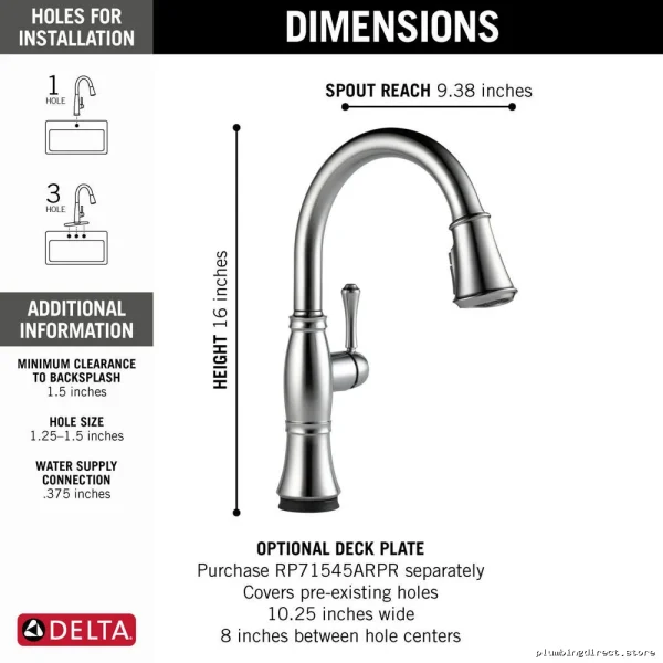 Delta Cassidy Touch Kitchen Faucet w/Pull-Down Spray & Arctic Stainless Finish - Image 3