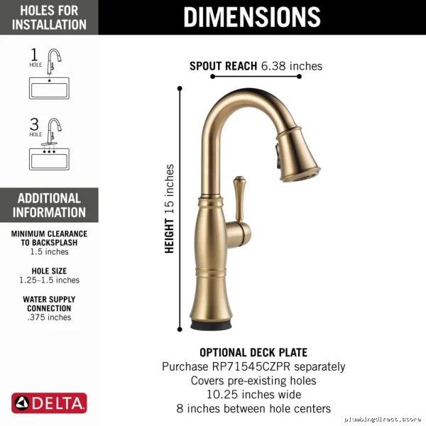 Delta Cassidy Touch Bar Faucet Champagne Bronze Pulldown Spray 9997T-CZ-PR-DST