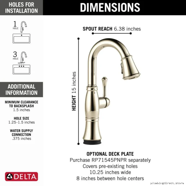 Delta Cassidy Touch Bar Faucet with Pulldown Spray - Lumicoat Polished Nickel Finish