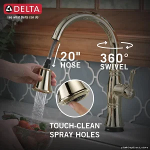 Delta Cassidy Touch Kitchen Faucet: Polished Nickel, Pulldown Spray 9197T-PN-PR