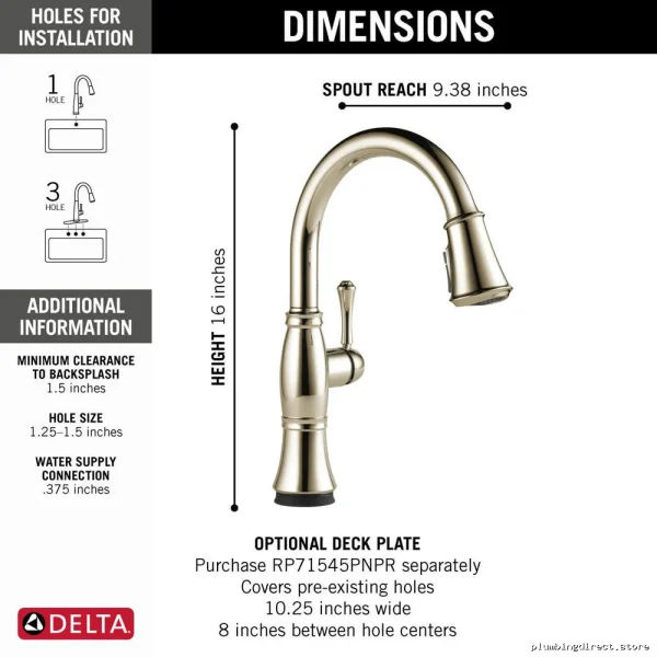 Delta Cassidy Touch Kitchen Faucet: Polished Nickel, Pulldown Spray 9197T-PN-PR - Image 3