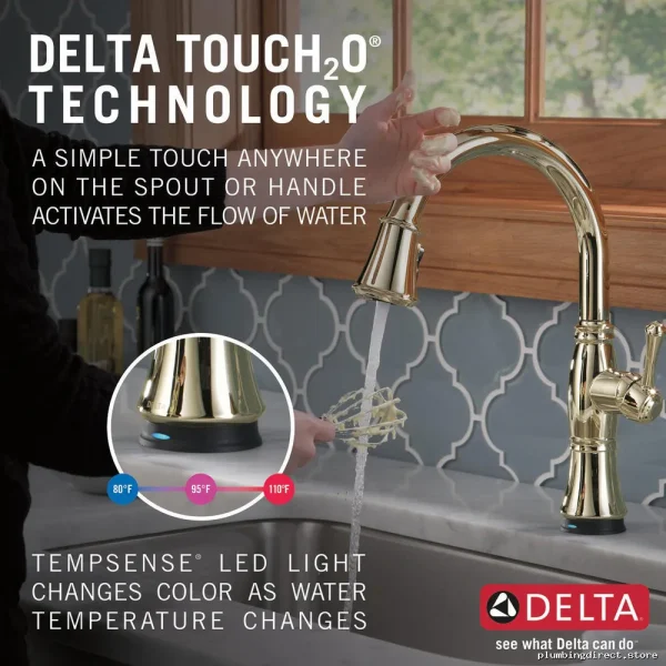 Delta Cassidy Touch Kitchen Faucet: Polished Nickel, Pulldown Spray 9197T-PN-PR - Image 4