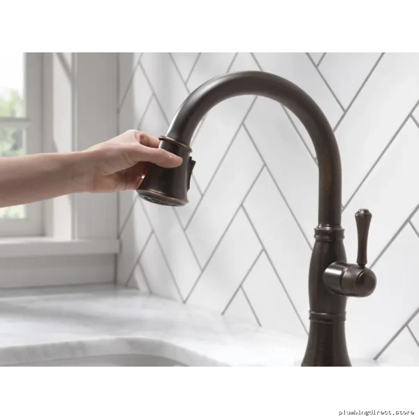 Delta Cassidy Venetian Bronze Kitchen Faucet with Easy-Pull Spray 9197-RB-DST - Image 4