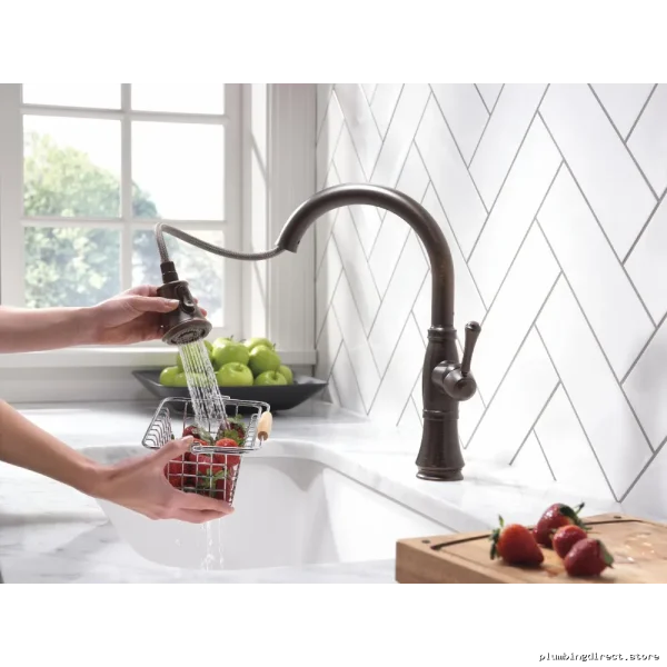 Delta Cassidy Venetian Bronze Kitchen Faucet with Easy-Pull Spray 9197-RB-DST - Image 5